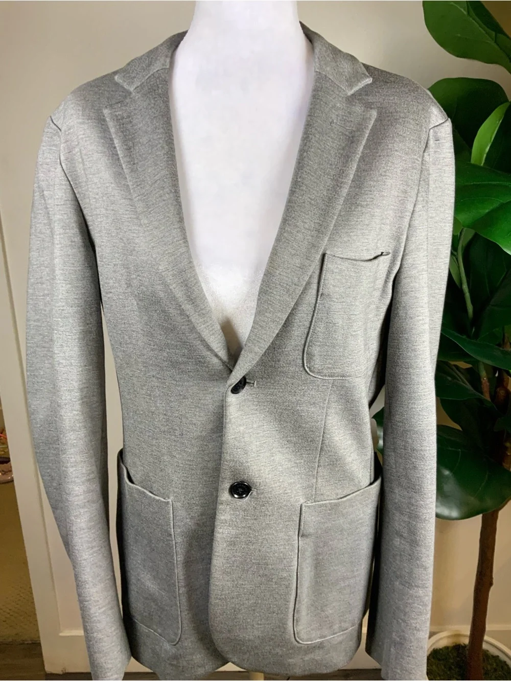 Armani Exchange Light Gray Single-Breasted Blazer